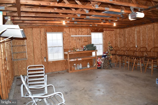 garage with a garage door opener