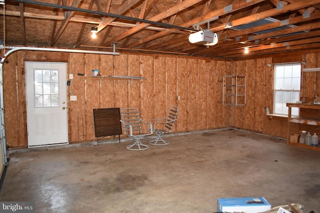 garage with a garage door opener