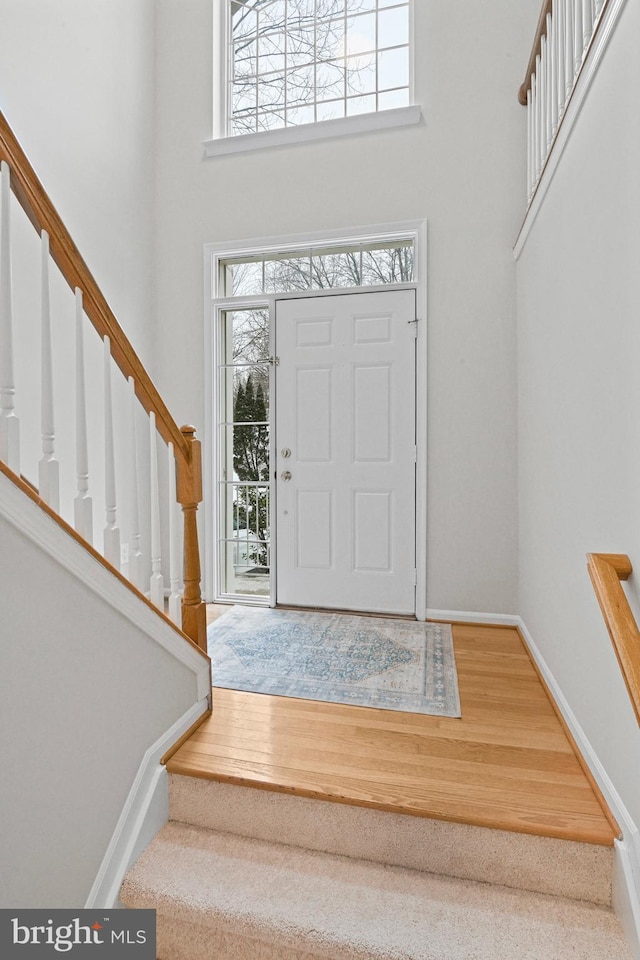 entryway with a towering ceiling and plenty of natural light