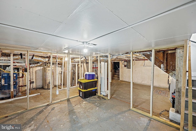 basement with water heater