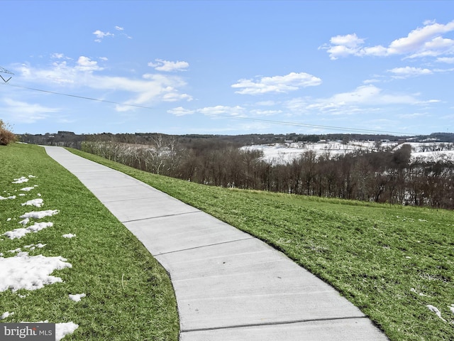 view of community featuring a lawn