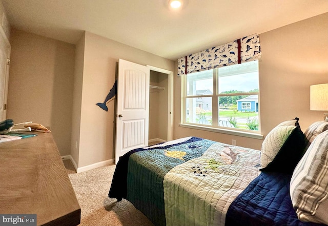 bedroom featuring a closet and carpet