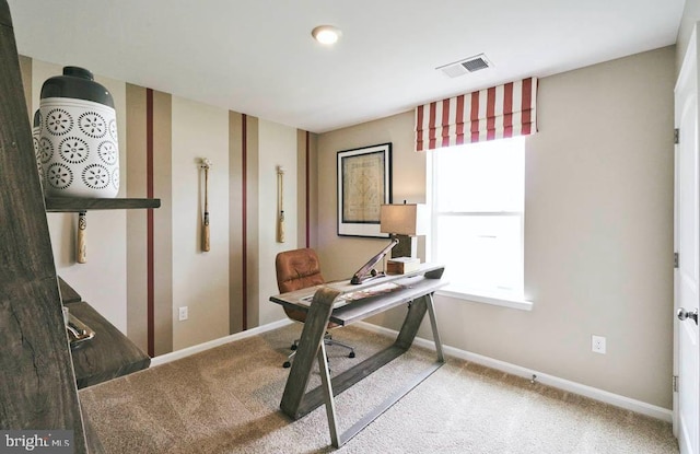 view of carpeted office space