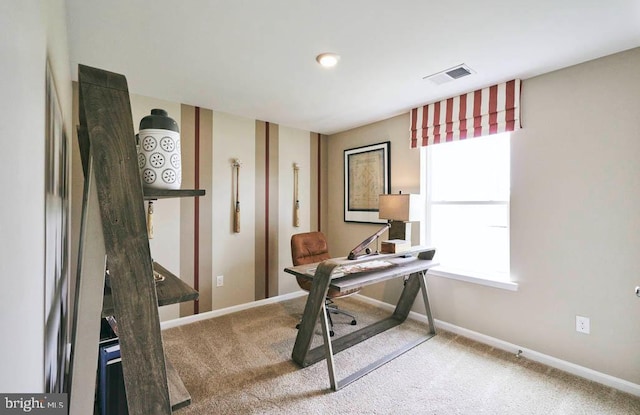 office area with carpet flooring