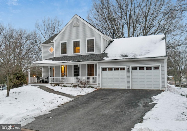 view of front of home featuring a garage and a porch