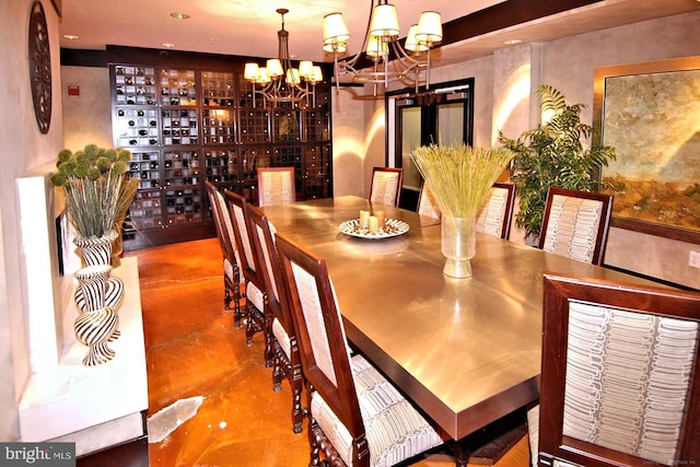 dining room featuring a notable chandelier