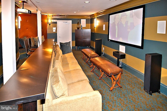 view of carpeted home theater room