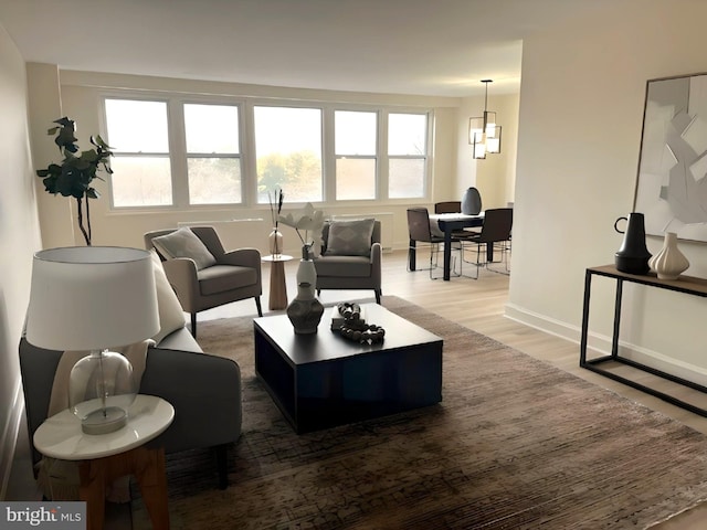 living room with hardwood / wood-style flooring