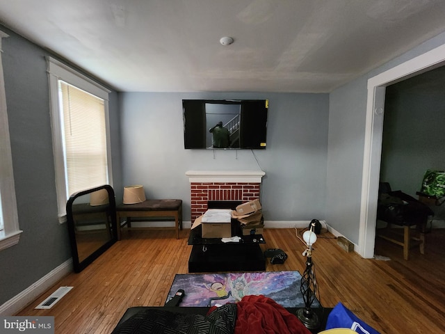 living room with light wood-type flooring