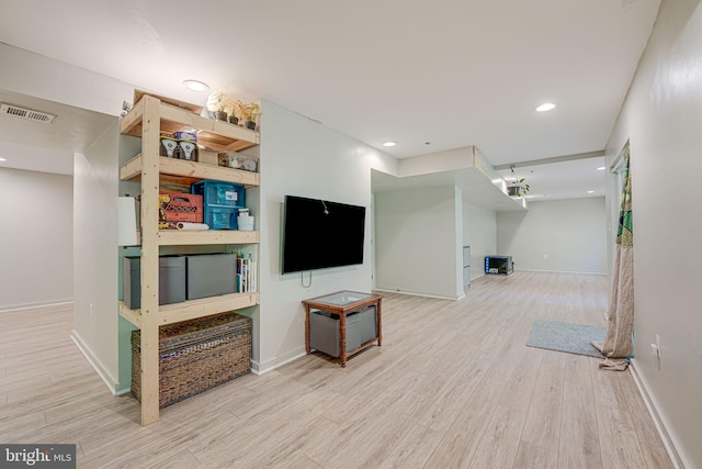 living room featuring light wood-type flooring