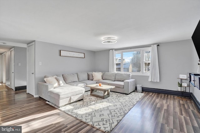 living room with wood-type flooring