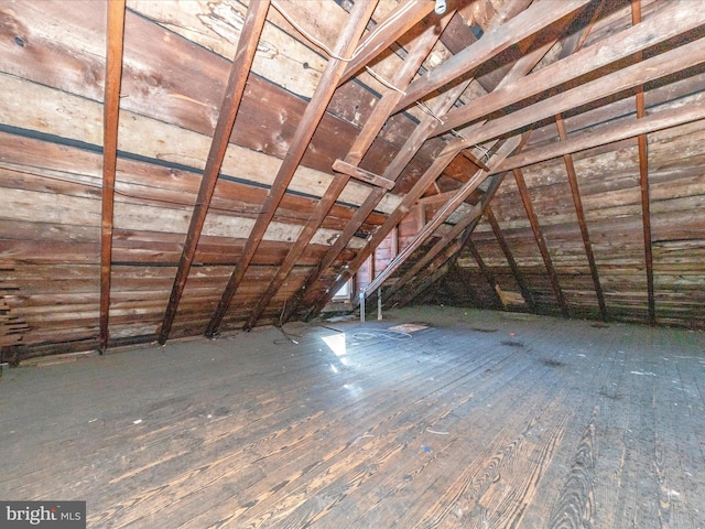 view of unfinished attic