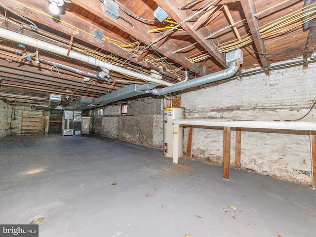 basement with water heater