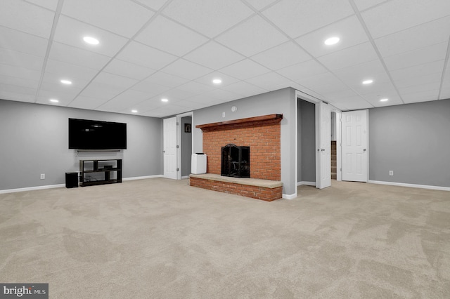 unfurnished living room with light carpet