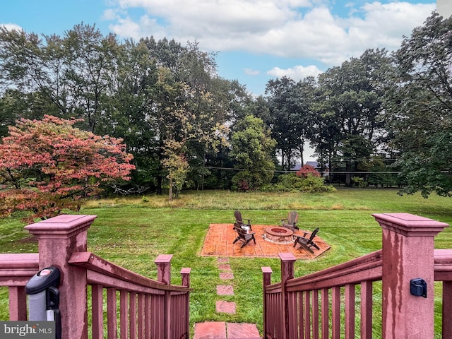 view of yard featuring a fire pit