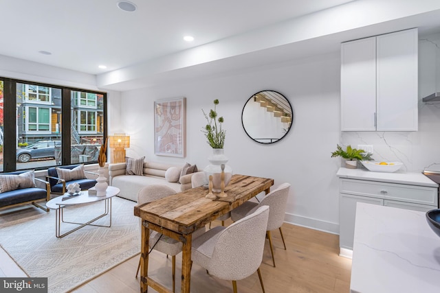 living room featuring light wood-type flooring