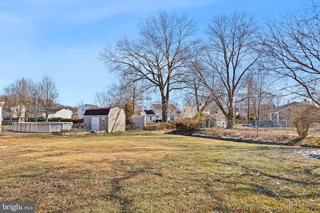 view of yard with a shed