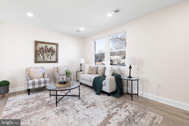 living room featuring light wood-type flooring