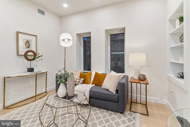 living room with hardwood / wood-style floors