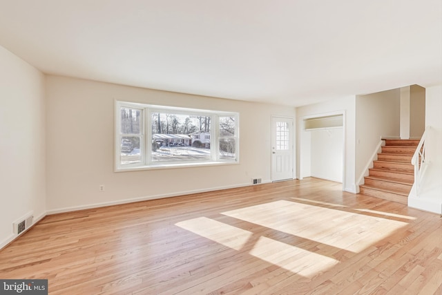 interior space with light hardwood / wood-style floors