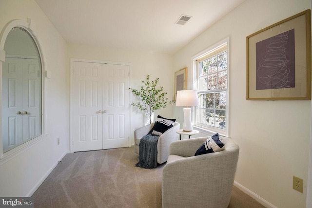 living area with carpet flooring and a healthy amount of sunlight