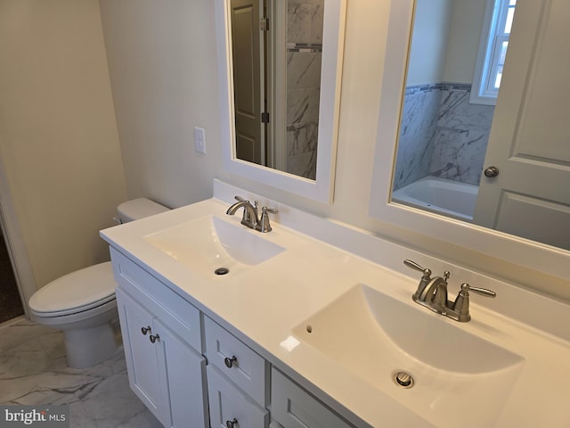 bathroom with toilet and vanity