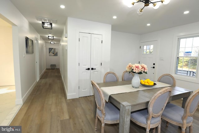 dining room featuring light wood-type flooring