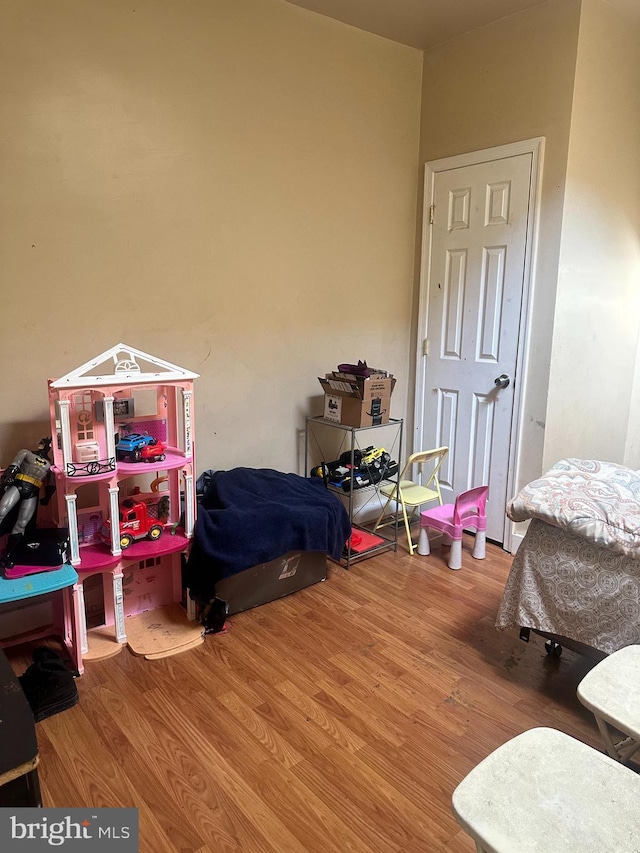 bedroom with hardwood / wood-style flooring