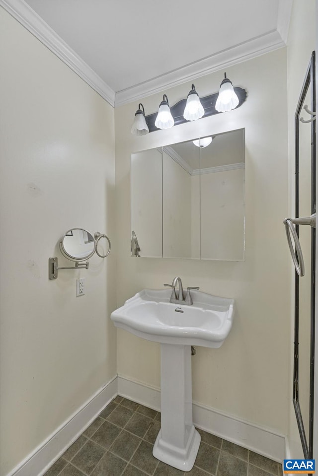 bathroom with crown molding