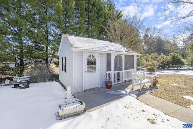 view of snow covered structure