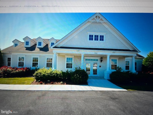 view of front of property featuring french doors