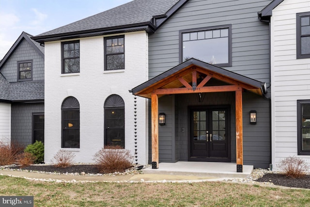 exterior space featuring french doors