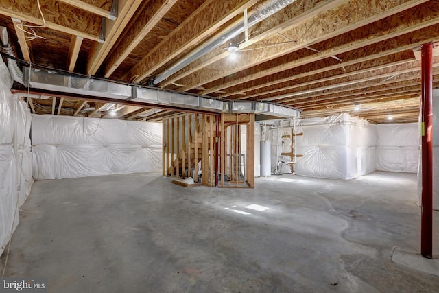 basement with water heater