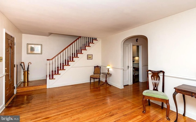 living area featuring wood-type flooring