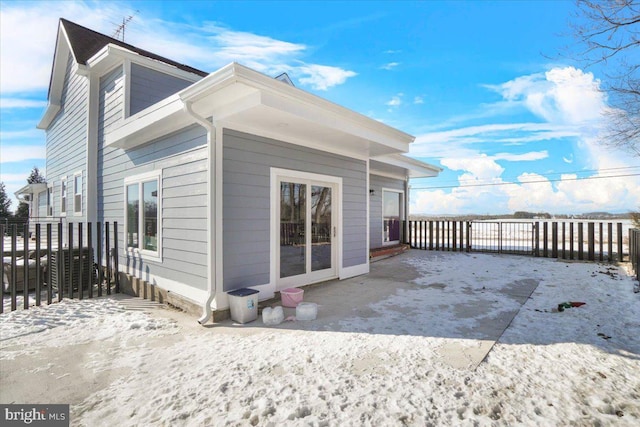 view of snow covered exterior