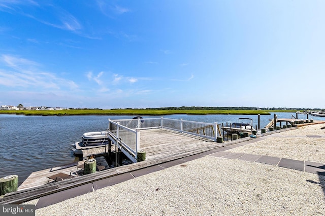 dock area with a water view