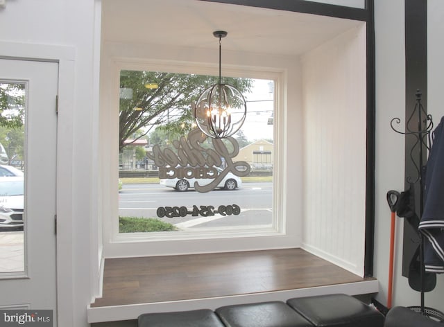 interior space with a chandelier