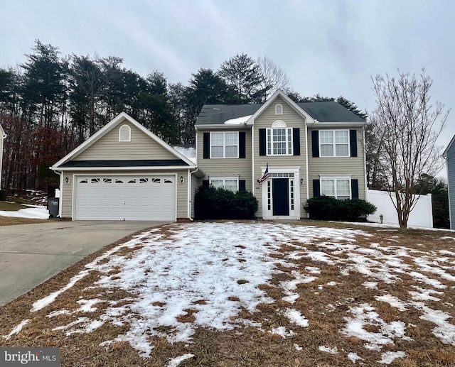 view of front of house with a garage