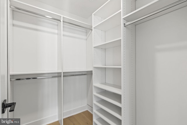 walk in closet with hardwood / wood-style flooring