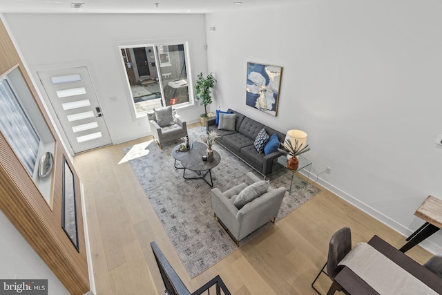 living room featuring light hardwood / wood-style flooring