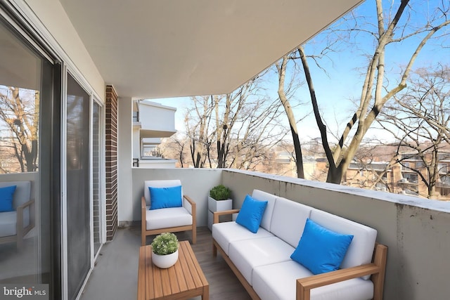 balcony featuring an outdoor living space