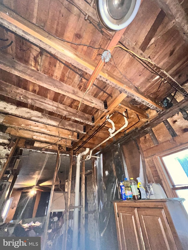 interior details with beam ceiling and wooden ceiling