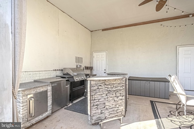 view of patio / terrace featuring ceiling fan and area for grilling