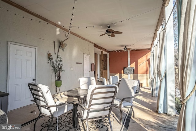 view of patio / terrace featuring ceiling fan