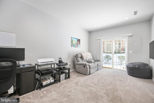 interior space with light colored carpet