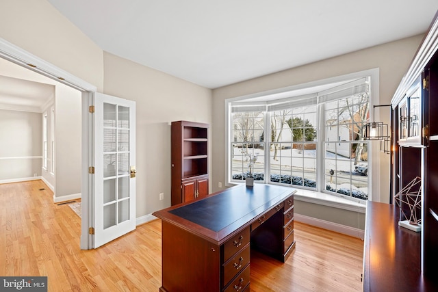 office area featuring light hardwood / wood-style floors