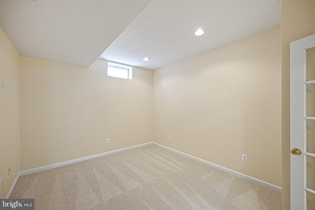 basement with carpet floors