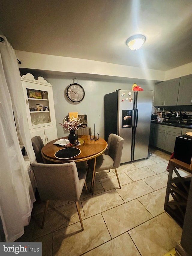 dining space with sink