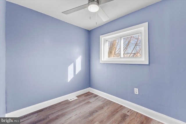 unfurnished room featuring ceiling fan and wood-type flooring