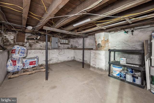 basement with electric panel